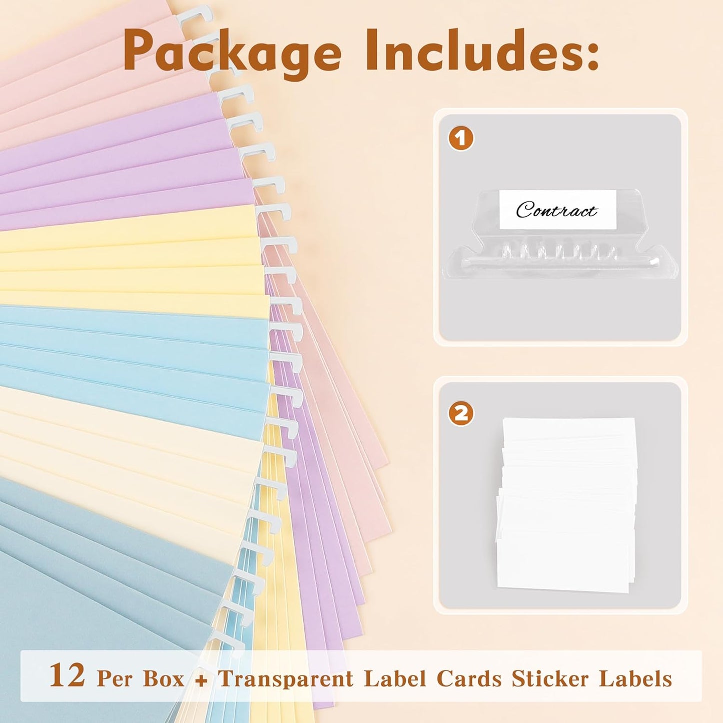 Zzrywuty Hanging File Folders Letter Size, 30-Pack Hanging File Folder with 1/5-Cut Tabs, Pastel File Folders Hanging Organizers for Filing Cabinet, Bulky Files & Medical Charts