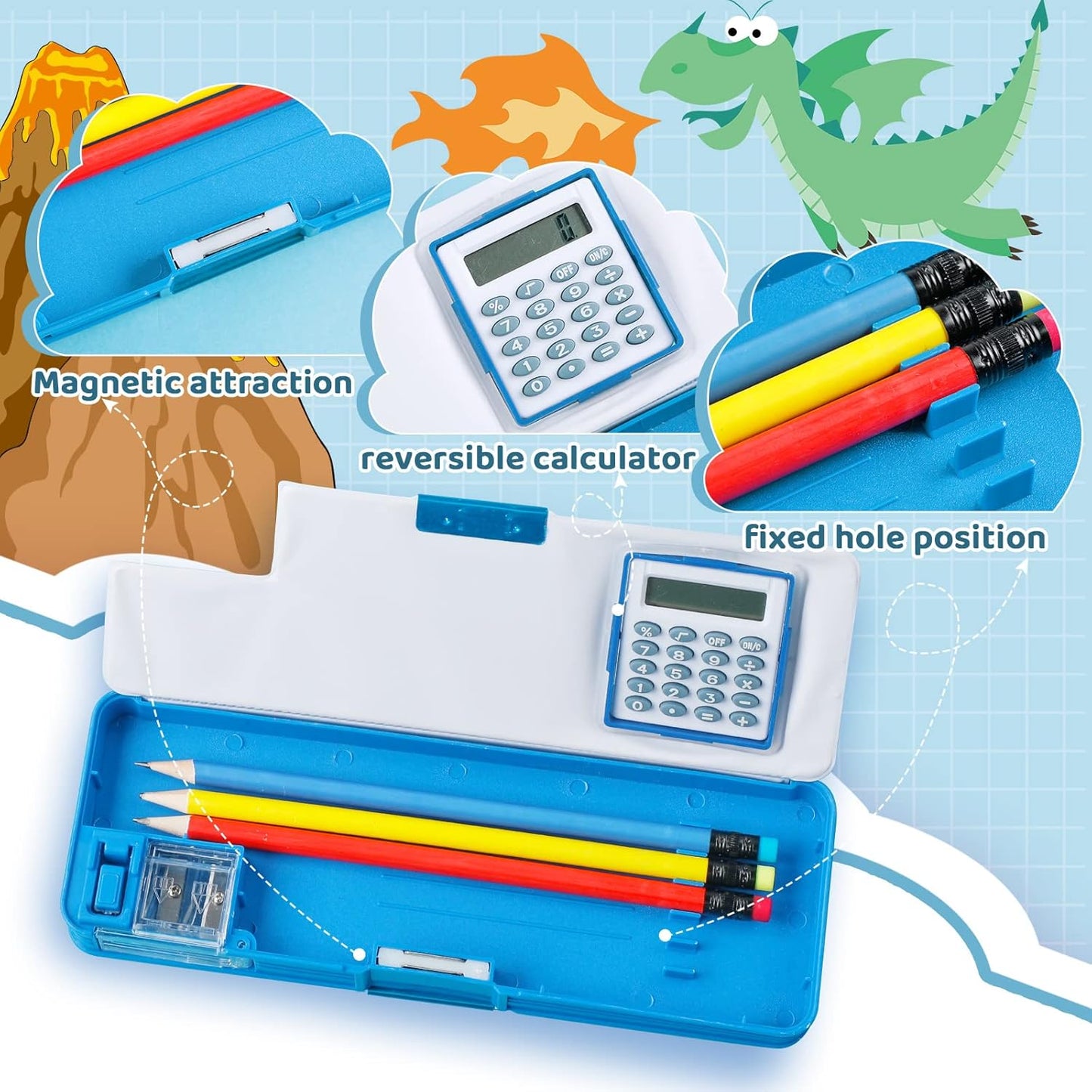 Henoyso Multifunctional Pencil Box for Girls Butterfly Pencil Case with Calculator and Sharpener Cool Cute Pencilcase School Supplies Essentials Christmas Birthday Gift Present for Kids Teens