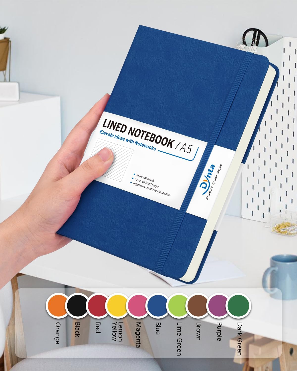Dynta Hardcover Journal Notebooks, 10 Packs A5 Lined Journals Bulk for Writing 200 Pages/100Sheets, 8.4 x 5.8 inch, 10 Colors Classic Ruled Notebook for Work/Travel/College/Note Taking