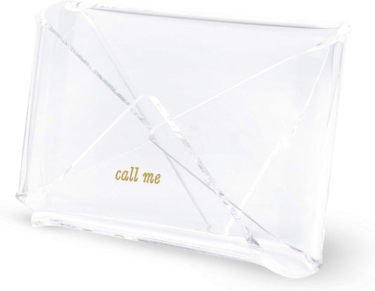 kate spade new york Business Card Holder for Women, Stylish Clear Acrylic Business Card Organizer for Desktop, Call Me