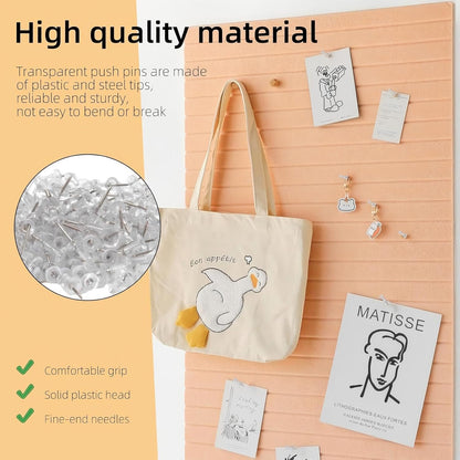 120-Pack Push Pins for Bulletin Board, Thumb Tacks with Clear Plastic Tip and Steel Tip, Portable and Durable Wall Tacks Suitable for Cork Board, Office and Daily Life