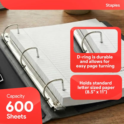 Staples Better Binder 2-Inch D-Ring View Binder, Reinforced Spine, Holds Up to 540 Sheets, Teal, for Office & School