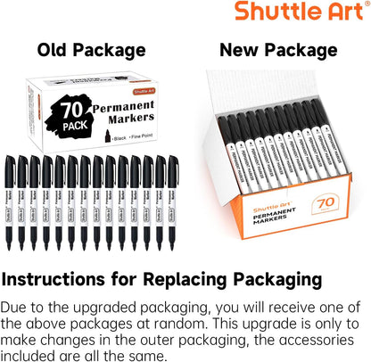 Shuttle Art Permanent Markers, 30 Pack Black Permanent Marker set, Fine Point, Works on Plastic, Wood, Stone, Metal and Glass for Doodling, Marking