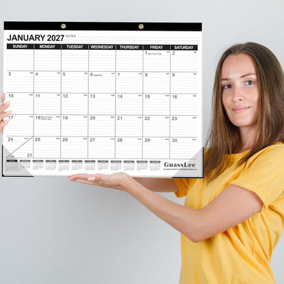 GuassLee Desk Calendar 2026-2027 - 19 Months Academic Calendar 17" × 11.5" Desktop Calendar from Jun. 2026 to Dec. 2027 with Julian Date for Home School Office Desk Top Organizing