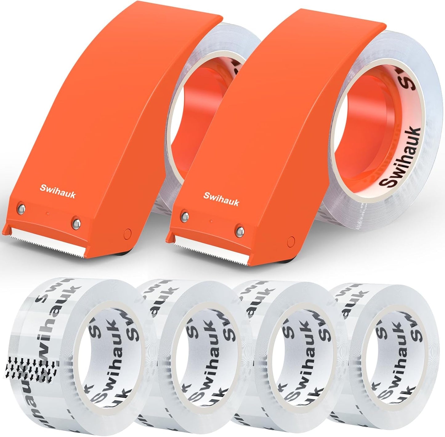 Swihauk 1.88 in x 66.6 YDs Heavy Duty Packing Tape with Dispenser, Strong & Durable Shipping Tape, Packaging Tape, Clear Package Tape for Shipping Moving Storage and Mailing, 1 Roll + 1 Dispenser