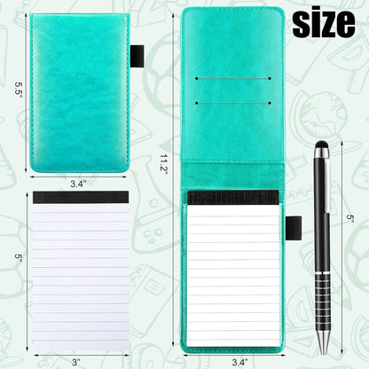 Outus 10 Pcs Mini Pocket Notepad Holder Set Included Small Leather Pocket Notebook Holder with 50 Lined Sheets, Metal Pen, 8 Pcs 3 x 5 Inch Memo Book Refills, 30 Lined Paper Per Note Pad (Black)