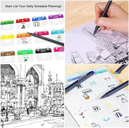 Taotree Journal Planner Pens, 24 Black Fine Point Pens, Ideal for Art, Crafts, Scrapbooks, School, Office, and More