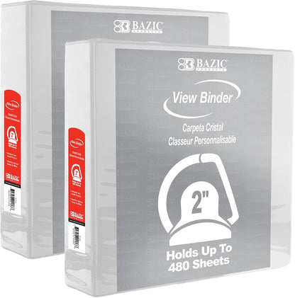 BAZIC Products 3 Ring Binder 2" View Binders Slant D Ring Organizer - Burgundy, Hold 480 Sheets Paper, for School Office Home, 1-Count