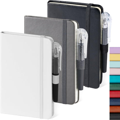 NIRMIRO Small Notebook Journals, 3 Pack Mini Pocket Note pads for Men & Women Writing, A6 Small Leather Notepad 3.7" x 5.7" with Pen, Black, Red, Green