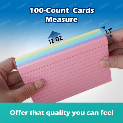 Index Cards 4x6 Lined Ruled Flash Note Cards 4" x 6", White, 100 Count, 220 GSM Heavy Weight