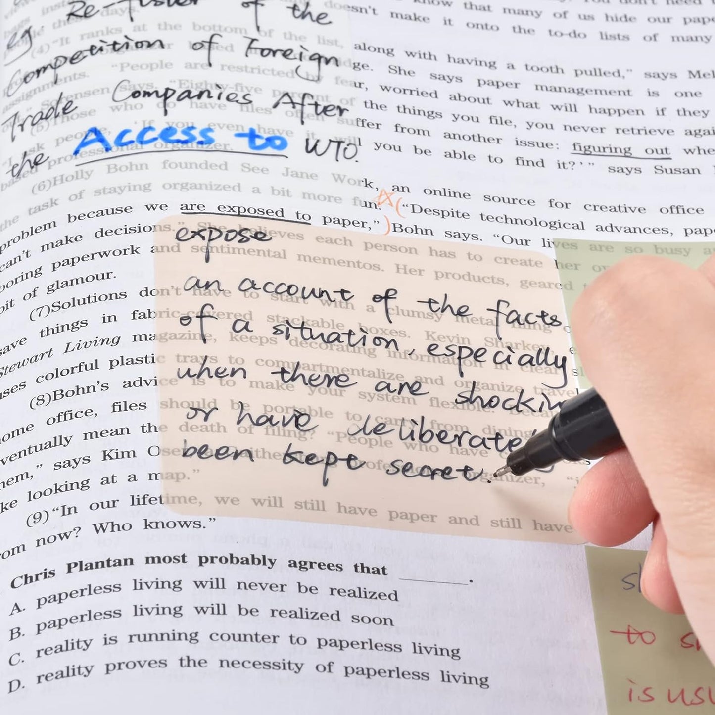BAYTORY 700 Sheets Transparent Sticky Notes, Clear Waterproof 3 x 3 inch See Through Memo Pad, Self-Adhesive Translucent Writable Index Tabs for Annotating Books, Office & School Study Supplies