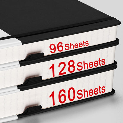AHGXG Graph Paper Notebook - Grid Paper Notebook Large A4 8.5''×11'', 320 Pages Thick Journal, 100gsm Thick Graph Paper, Leather Softcover, Inner Pocket - Black