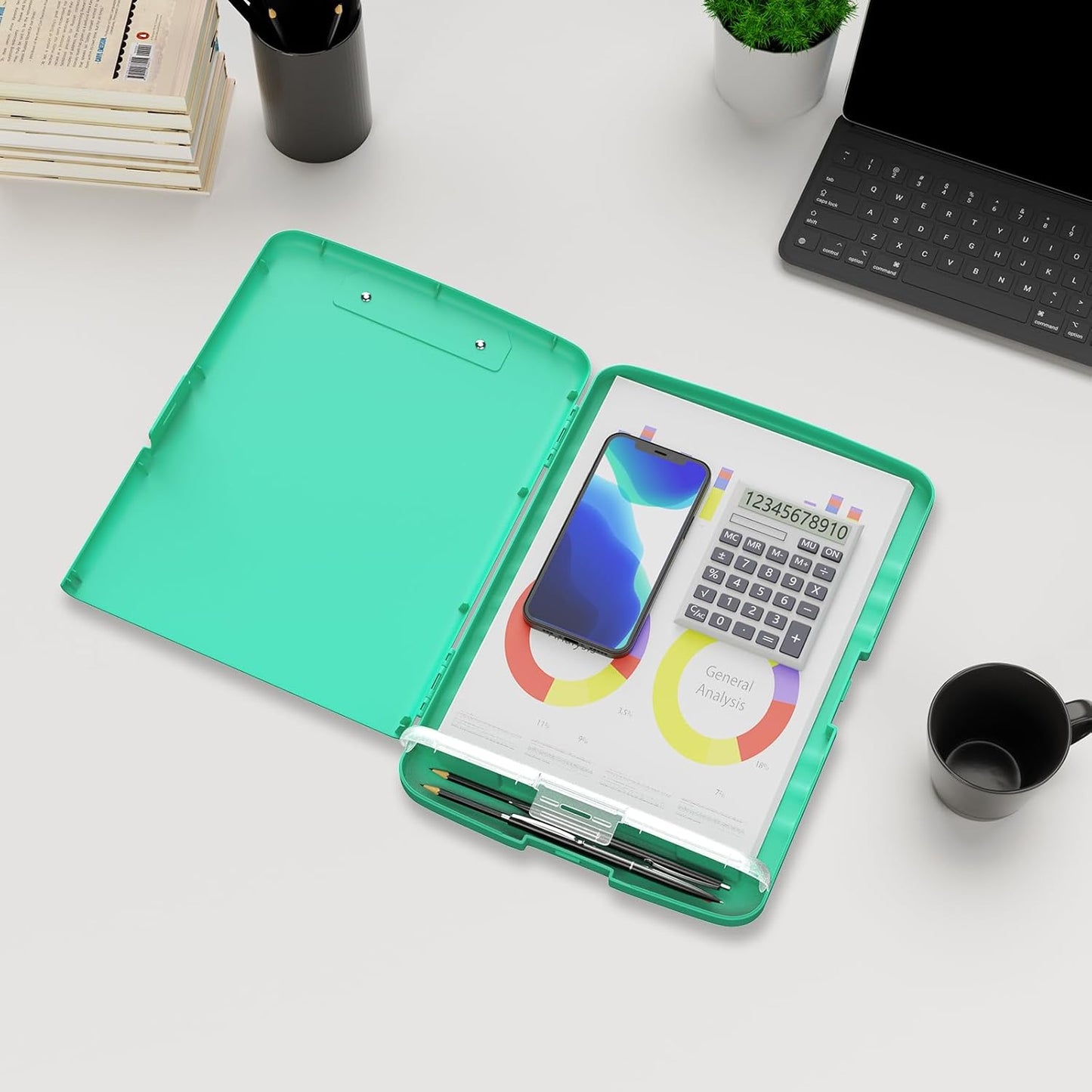 Plastic Clipboard with Storage, 8.5 x 11 Storage Organization Box Side-Opening, Heavy Duty Clip Board with Pen Holder and Paper Folder for Nurses, Teachers, Office & School Supply, Orange