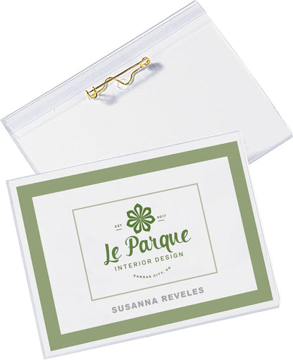 Avery Customizable Name Badges, Pin Style, 2.25" x 3.5", Clear Name Tag Holders, White Laser/Inkjet Printable Inserts, 100 Total (74549)