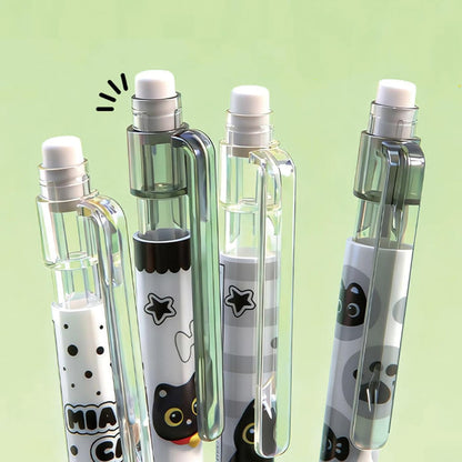 MOZXIRZ 4 Pcs Cute Mechanical Pencils with Top Eraser 0.5mm Cartoon Space Mechanical Pencil School Pencil for Women (6pcs Space)