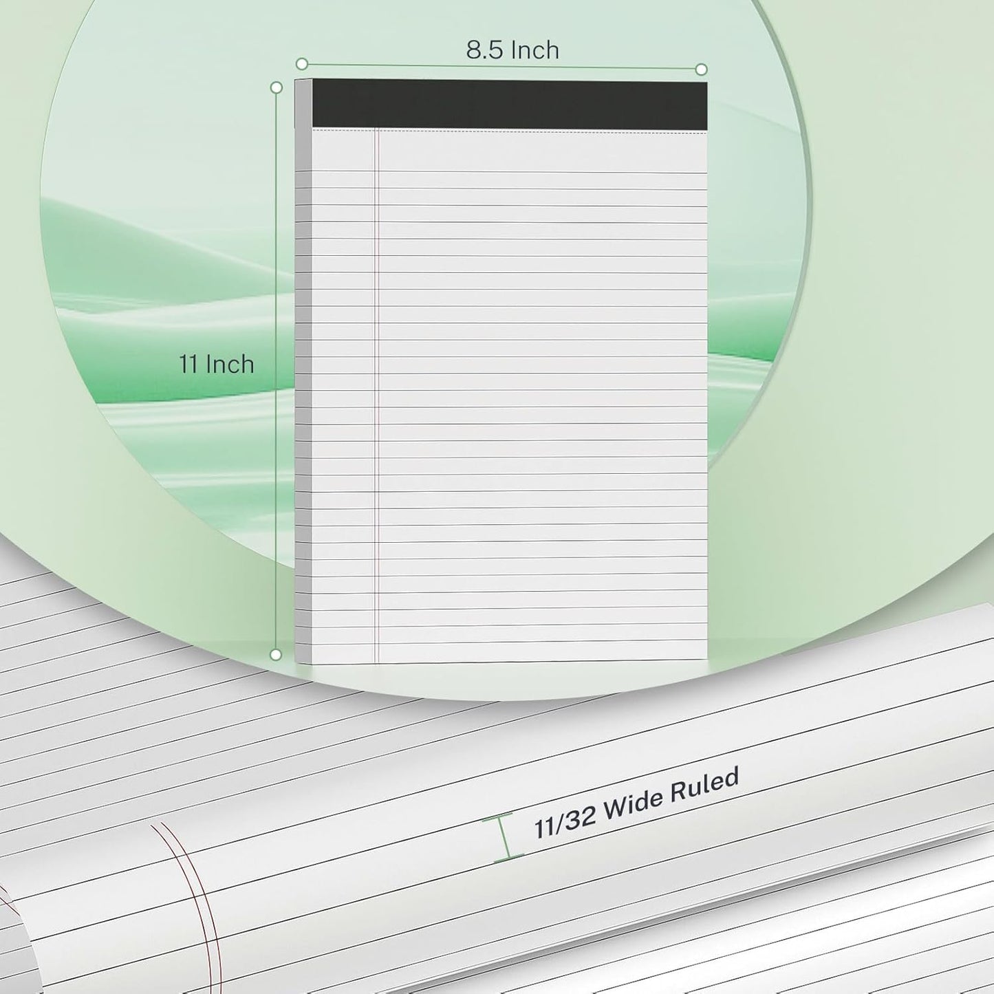 2-Pack Professional Legal Pads 8.5x11 Inches, Wide Ruled White Paper Perforated - 50 Sheets per Pad, Durable for Office, School & Legal Use