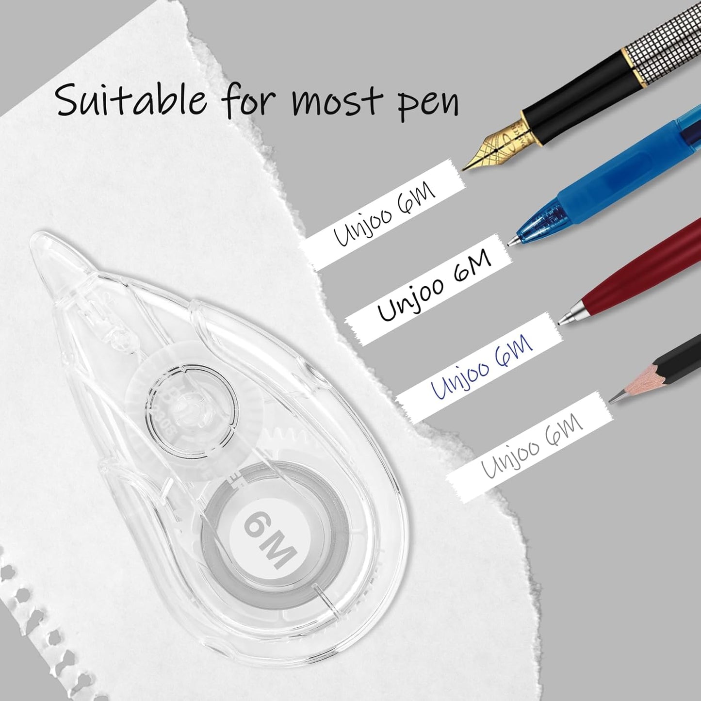 Vobou White Correction Tape Dispenser, Easy To Use Applicator for Instant Corrections, For school, Office (12pack, 6M/256, Tape Width 0.2in)