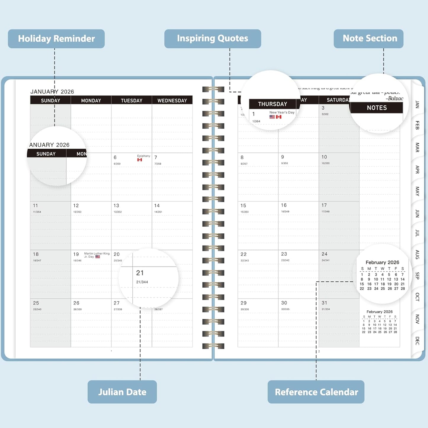 Planner 2026-2027, Weekly and Monthly Academic Year Calendar Planner, July 2026 - June 2027, Daily Agenda Book for Office School Supplies, A5(6.3'' x 8.5'')