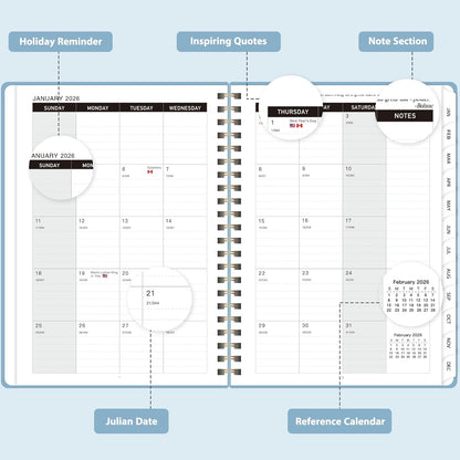 Planner 2026-2027, Weekly and Monthly Academic Year Calendar Planner, July 2026 - June 2027, Daily Agenda Book for Office School Supplies, A5(6.3'' x 8.5'')