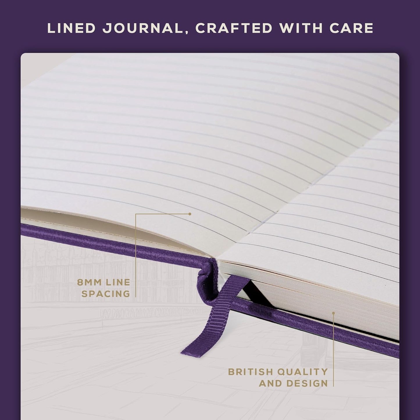 BEECHMORE BOOKS Large Lined Journal Notebook, 8.5" x 11.5" (A4) Hardcover Vegan Leather Executive Diary for Work, Thick 120gsm Paper, Lay-Flat Binding, Gift Box