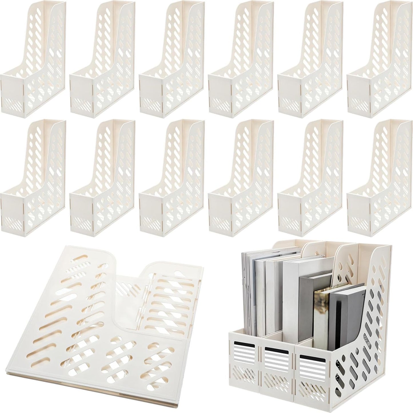 Glenmal 12 Pack Magazine Organizers Binder Organizer for Desk Plastic Vertical File Holder Magazine Racks Desk Accessories for Office, Home, or School (Black)