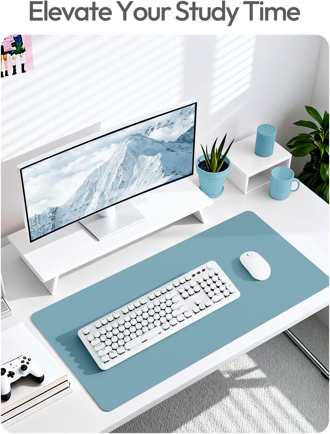 YSAGi Leather Office Desk Pad Protector, Large Mouse Pad, Non-Slip, PU Leather, Laptop Desk Blotter, Waterproof Writing Pad for Office and Home, Black, 23.6" x 13.8" - Colors A