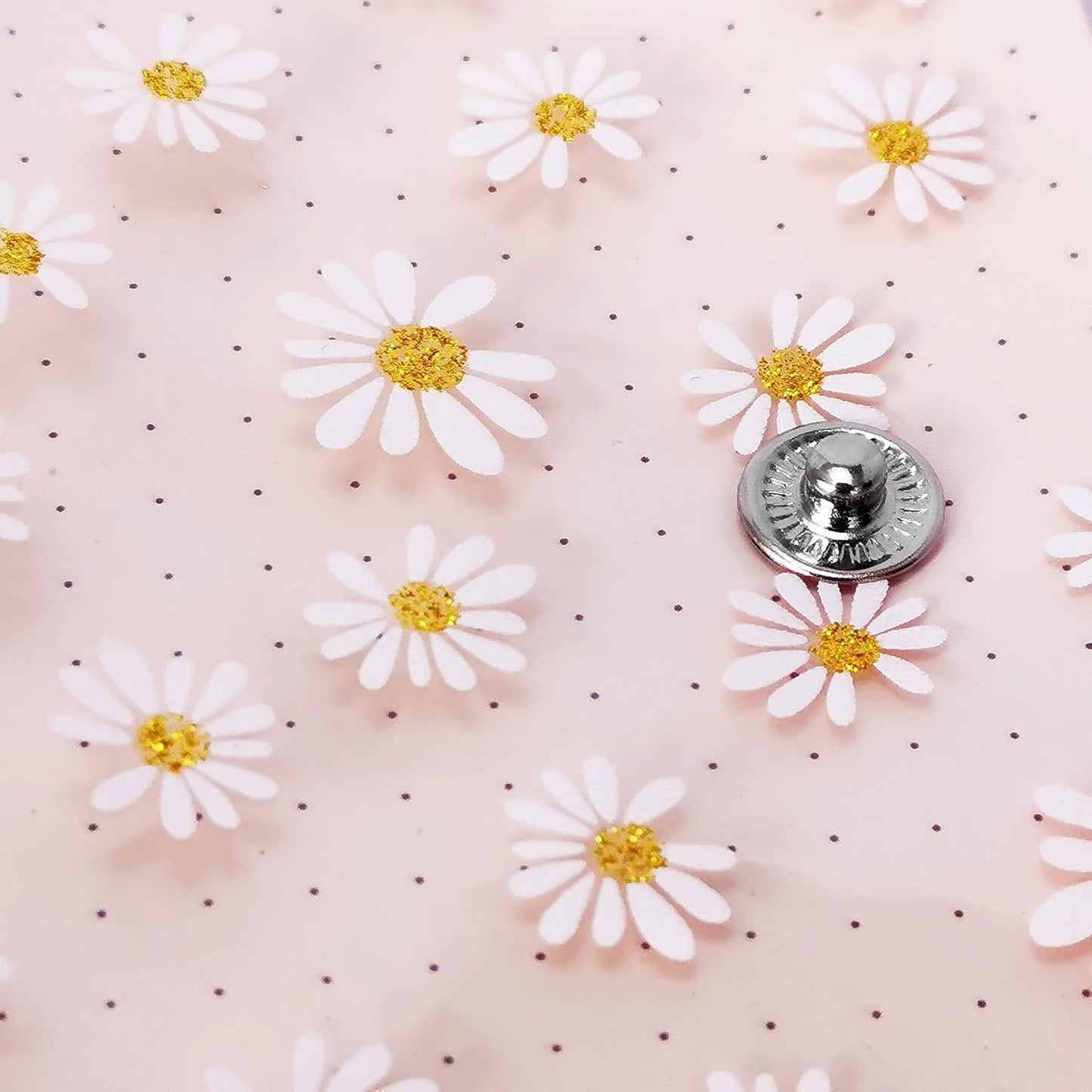 A6 A5 6-Holes Colorful PVC Cover Round Ring View Binder with Snap Button Closure File Folder for Loose Leaf Sheet Protectors Notebook Refill (Pink Daisy, A5 Mini Set) - Colors A