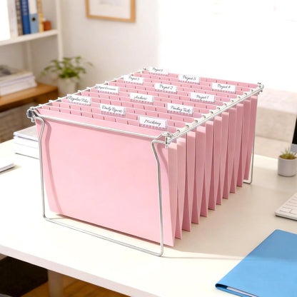 SUNEE Hanging File Folders, 25 Pack Letter Size Hanging File Folders with 1/5-Cut Tabs, Ideal for Home and Office Organization and Papers Classification, Bright Neon Pink