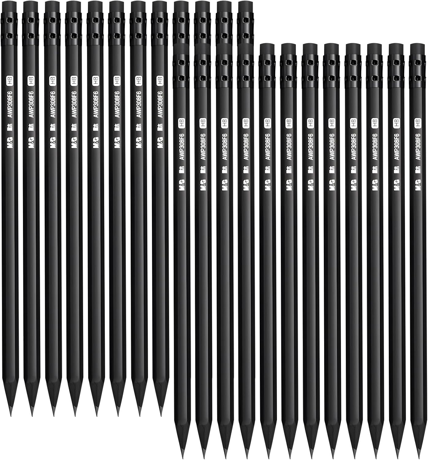 M&G Wood-Cased 2B Pencils, 24 Pack Pre-Sharpened Pencils with Top Erasers, Bulk Black Pencils for School Teacher Supplies, Writing, Drawing and Sketching