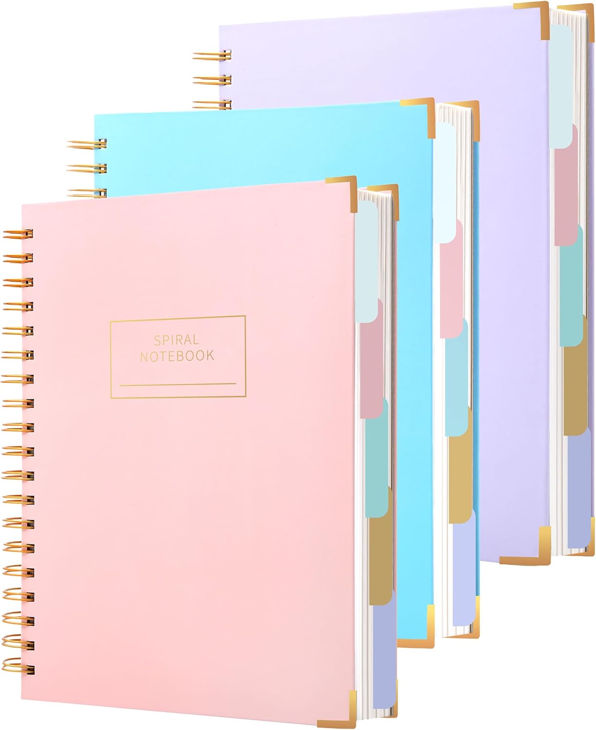 Hardcover Spiral Notebook with Tabs 8"x10" Large Spiral Lined Journals for Women with Dividers 240 Pages College Ruled Composition Notebook 5 Subject Notebook for Work, Back to School, Gifts, Purple