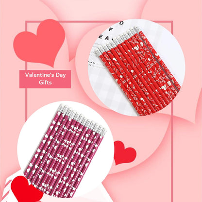 72PCS Valentine's Day Pencils,Wooden Heart Pencil with Eraser,Red Heart Pencil,Bullk Pencils for Exchange Gifts,Kids School Rewards Giveways Party Favors