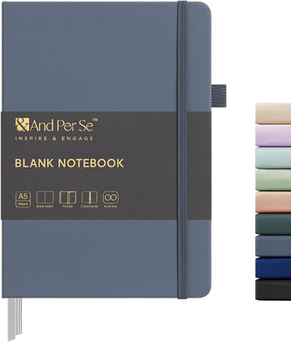 &And Per Se Lined Journal Notebook, 160 Pages, A5 5.7 x 8 inches College Ruled Thick Paper Notebook Journals for Writing, Hardcover Notebooks for Women Men Office School (1 Pack, Green) - Colors B