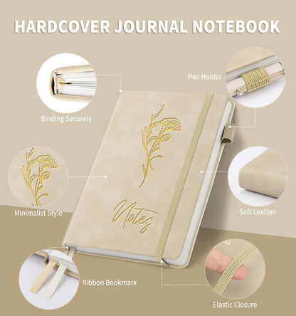 Lined Journal Notebook for Women Men, A5 Hardcover Leather Journals for Writing, 200 Pages Thick Paper, Daily Journal Notebook for Work, School, Note Taking, Business, Travel, College Ruled