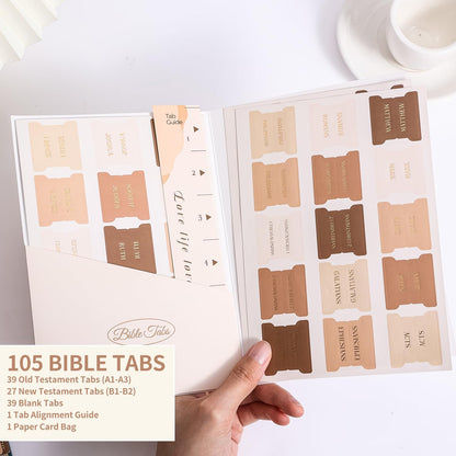 Laminated Bible Tabs, Gold Foil Embossed Lettering Bible Chapter Index Tabs for Women Men, Reposition Large Print Sticky Labels, Easy to Read and Apply, 105Chapters Labels for Easy Navigation (Black)