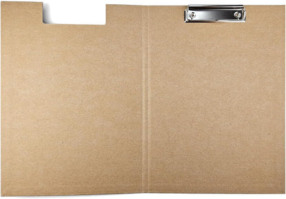 Netuno Pack of 1 Clipboard Folder Eco A4 with Clip Clipboard Kraft Cardboard Natural Brown with Lid Writing Board with Metal Clip Hard Plate Plastic Writing Pad Clipboard Document Holder