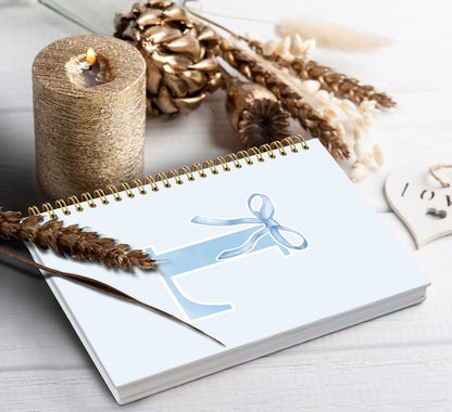 Blue Bow Journal Notebook for Girls,Initial H Journals Personalized Diary Gifts for Teen Girl Kids,Monogrammed Gifts for Women,Trendy Coquette Cute Hardcover Spiral Notebook 5.5 x 8.3 - Colors B