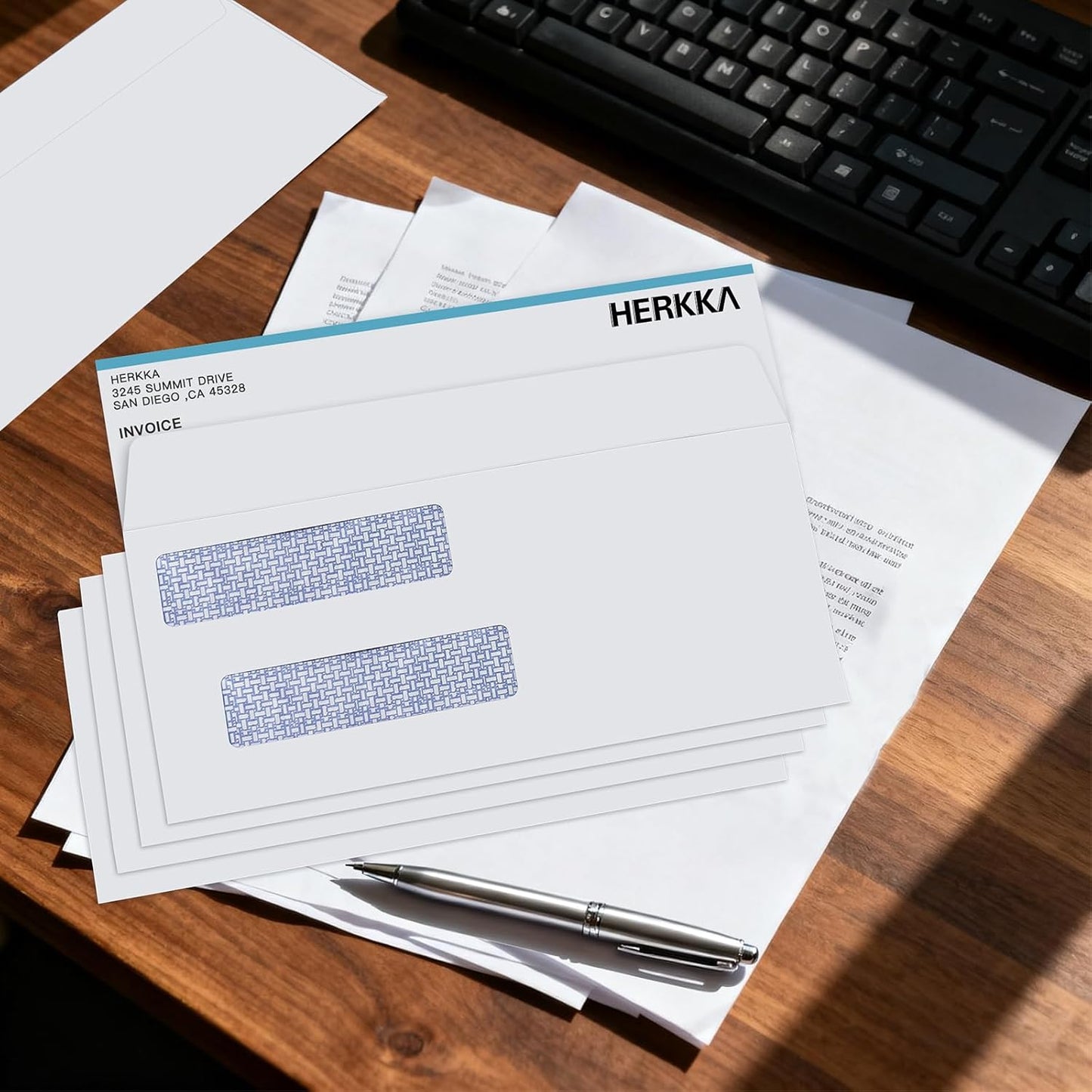 #8 Double Window Security Check Envelopes, No.8 Double Window Bussiness Envelopes Designed for QuickBooks Checks - Computer Printed Checks - 3 5/8 X 8 11/16 (NOT for INVOICES) - 24 LB - 1000 PACK