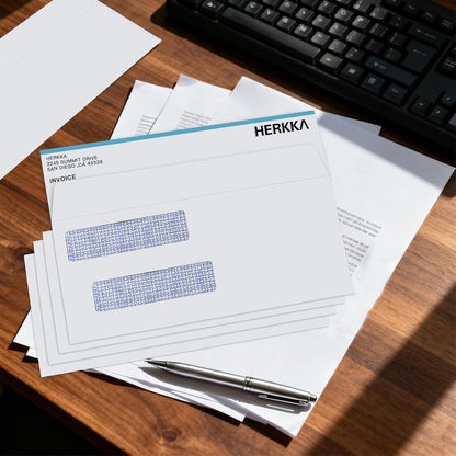 #8 Double Window Security Check Envelopes, No.8 Double Window Bussiness Envelopes Designed for QuickBooks Checks - Computer Printed Checks - 3 5/8 X 8 11/16 (NOT for INVOICES) - 24 LB - 1000 PACK