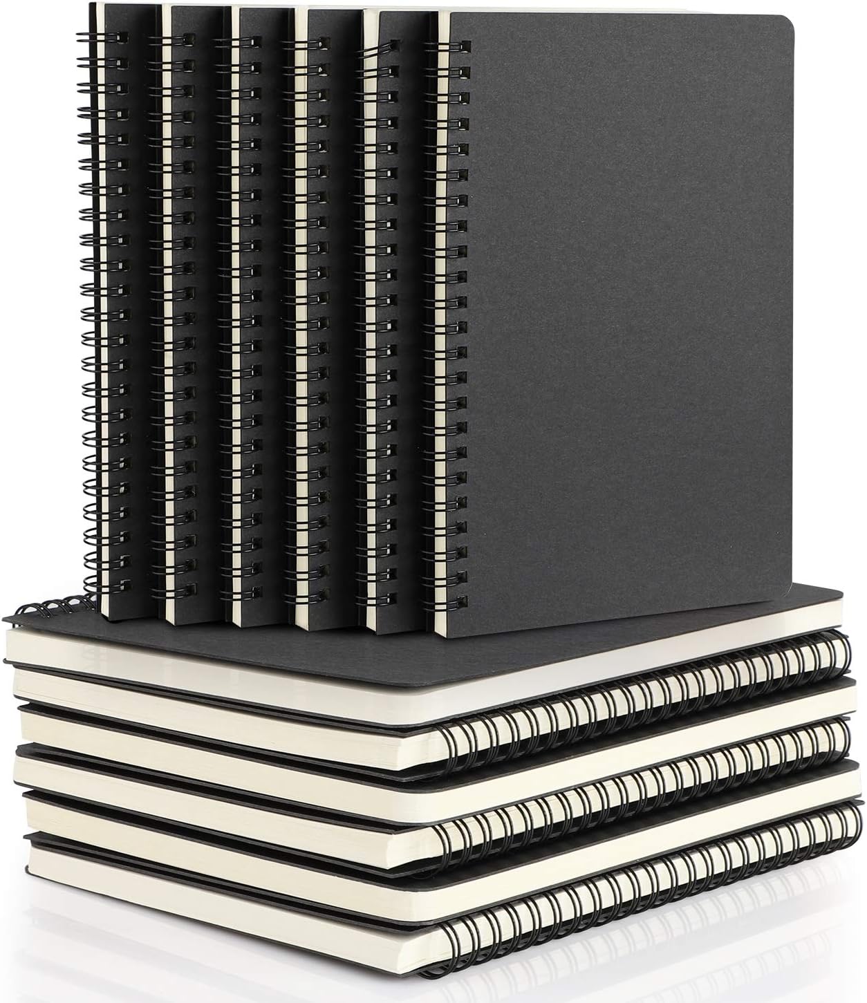 EUSOAR Spiral Notebook, A5 12packs 5.5"X8.3" 120 Pages Lined Travel Writing Notebooks Journal, Memo Notepad Sketchbook, Students College Office Business Subject Diary Ruled Book Journal-Black Cover