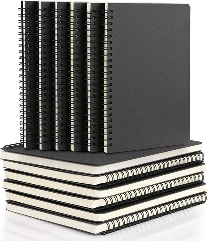 EUSOAR Spiral Notebook, A5 12packs 5.5"X8.3" 120 Pages Lined Travel Writing Notebooks Journal, Memo Notepad Sketchbook, Students College Office Business Subject Diary Ruled Book Journal-Black Cover