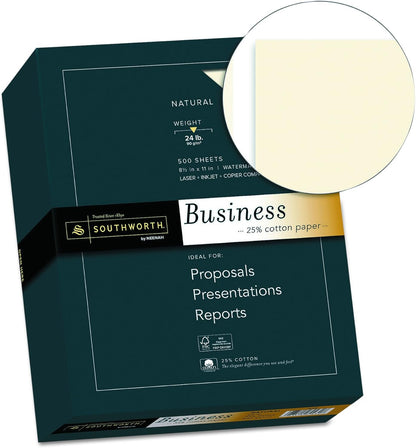 Southworth 404C 25% Cotton Business Paper White 24 lbs. Wove 8-1/2 x 11 500/Box FSC