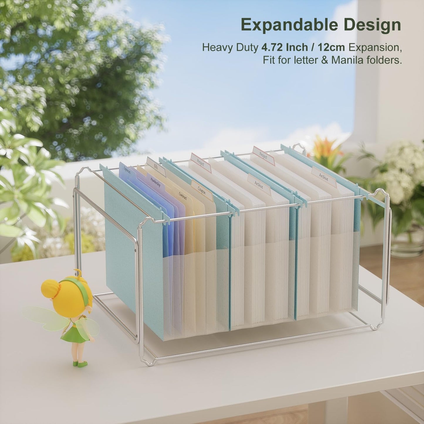 Extra Capacity Hanging File Folders, 3.15" Reinforced Wheat Straw Expanding Hanging Folder Letter Size, Heavy Duty for Filing Cabinets, File Organizer for Office & Home-Sky Blue-3 Packs