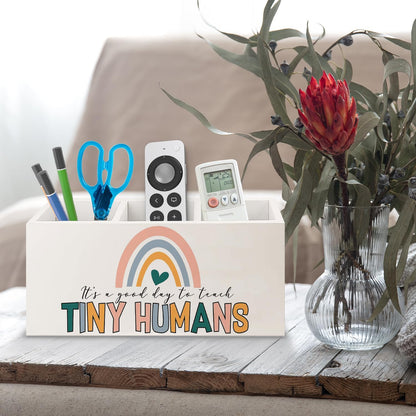 Teacher Appreciation Gifts, Boho Rainbow Teacher Wooden Pen Pencil Holder for Office Desk, Back to School Supplies Gifts for Teachers, It's a Good Day to Teach Tiny Humans