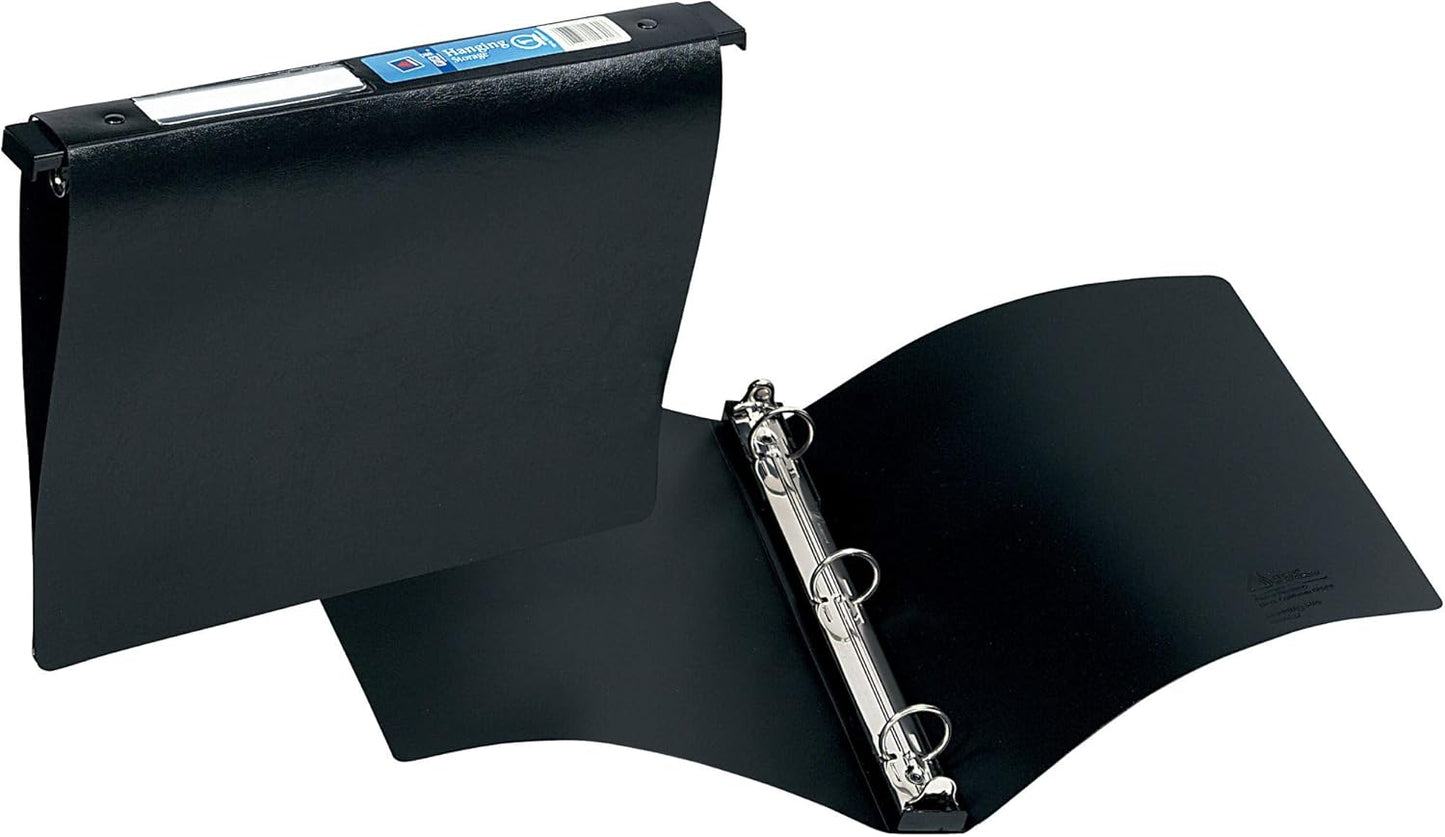 Avery Hanging Storage 3 Ring Binder, 1 Inch Round Rings, 1 Black Binder (14801)