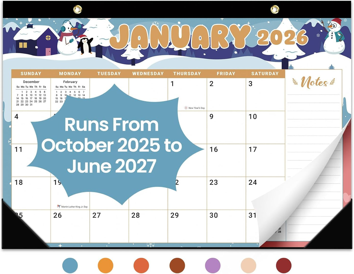 Desk Calendar 2026-2027, 21-Month Calendar Runs Until June 2027, Large 17" x 12" Monthly Desktop & Wall Calendar for Home & Office - Floral