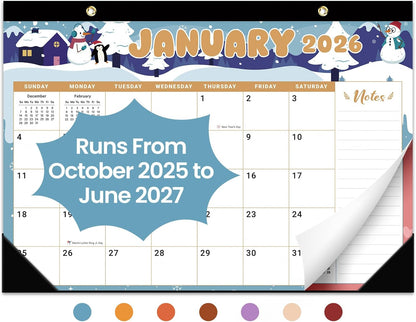 Desk Calendar 2026-2027, 21-Month Calendar Runs Until June 2027, Large 17" x 12" Monthly Desktop & Wall Calendar for Home & Office - Floral