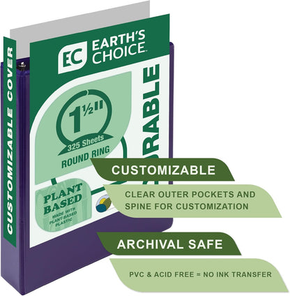 Samsill Plant-Based 2 Inch Durable Round Ring, View Binder, Eco-Friendly, USDA Certified Biobased, Single, Turquoise