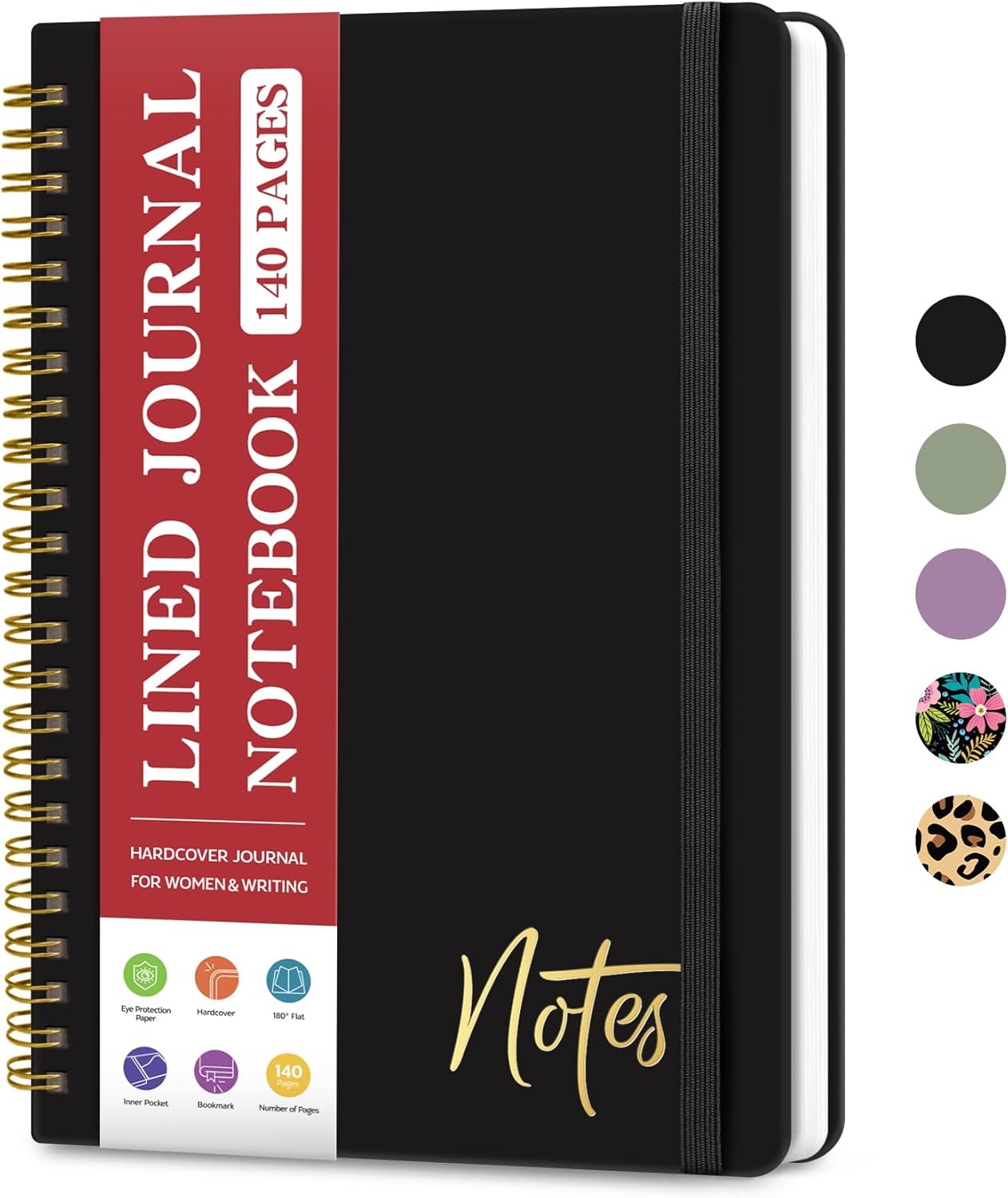 ZOTIA Lined Spiral Journal Notebook for Women, A5 College Ruled Journals for Writing, Hardcover Notebooks for Work, Note taking and Office School Supplies,140 Pages - Yellow