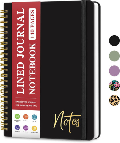 ZOTIA Lined Spiral Journal Notebook for Women, A5 College Ruled Journals for Writing, Hardcover Notebooks for Work, Note taking and Office School Supplies,140 Pages - Yellow