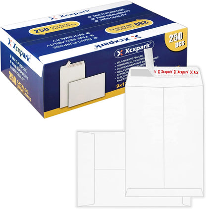 Xxcxpark 250 PCS 6x9 inches Security Catalog Envelopes Printable Self Seal Envelopes, Anti Tear brown Kraft Envelopes for Invitation Cards, Pictures, Photos, Documents